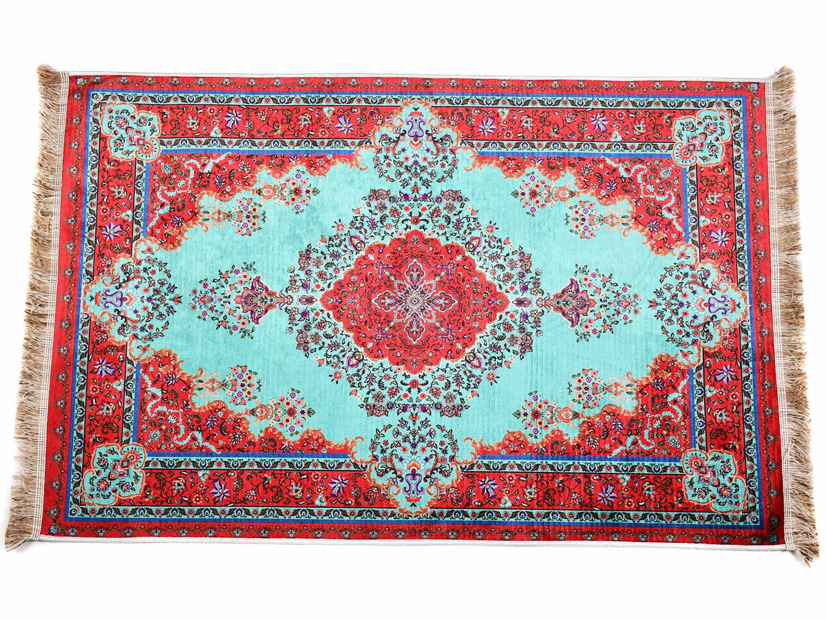 Turkish prayer rug red mint green