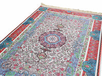 Turkish prayer rug red blue beige