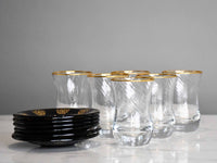 Glass Tea Cup Set of 6 Black Gold Collection