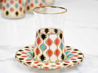 Glass Tea Cup Set of 6 Multicoloured Collection