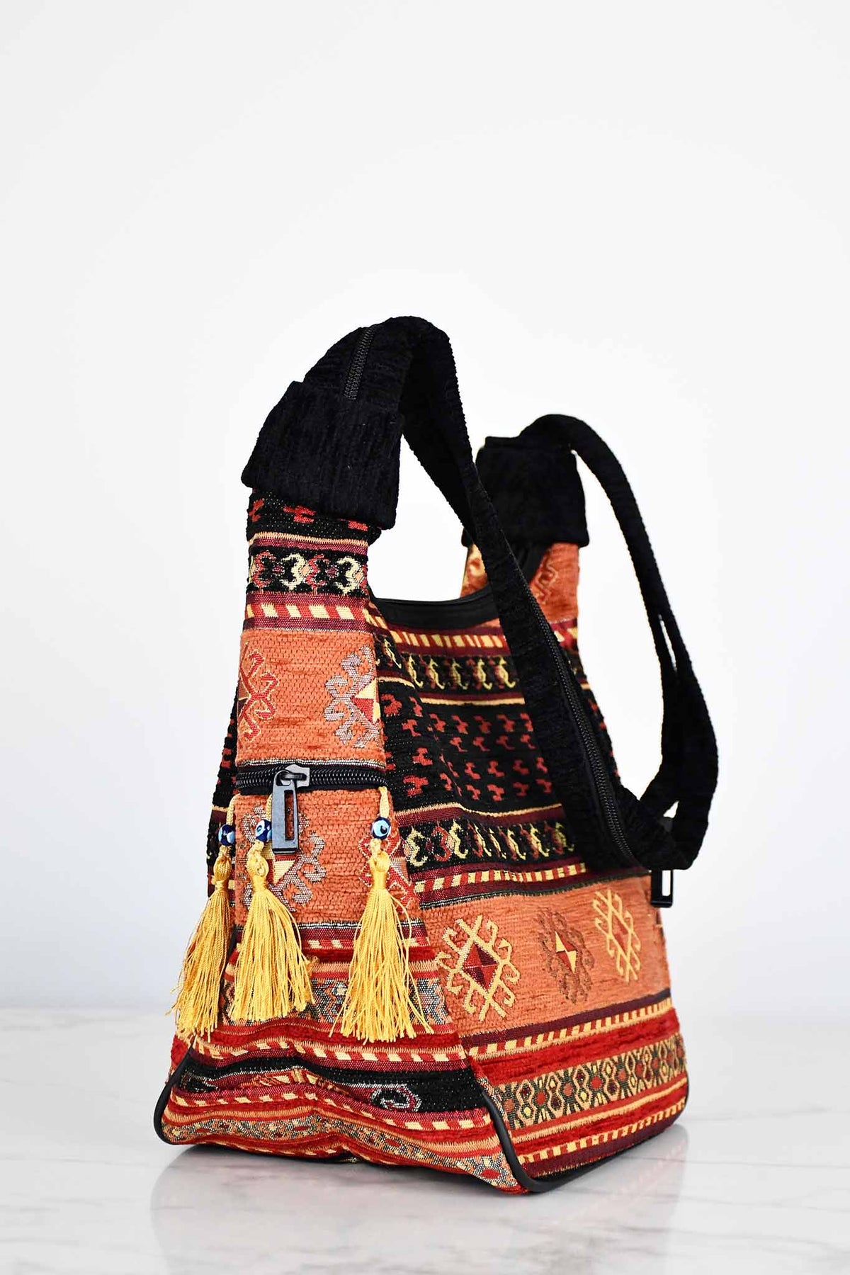 Turkish shoulder bag Aztec rusty black