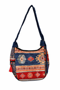 Turkish shoulder bag Aztec red blue