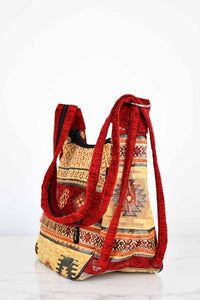 Turkish shoulder bag Aztec red golden