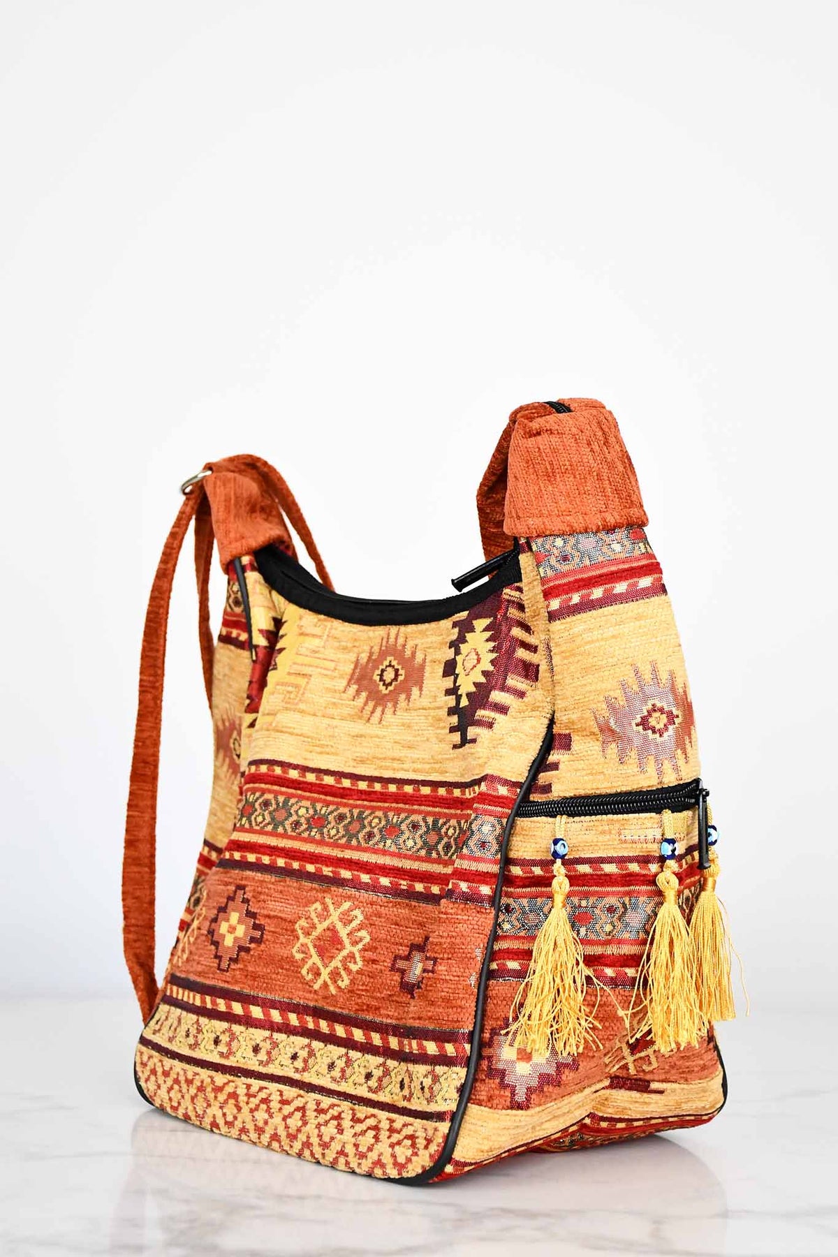 Turkish shoulder bag Aztec rusty golden