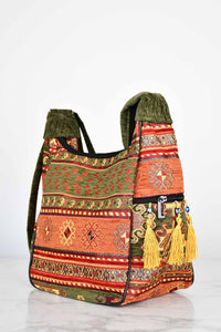 Turkish shoulder bag Aztec rusty green