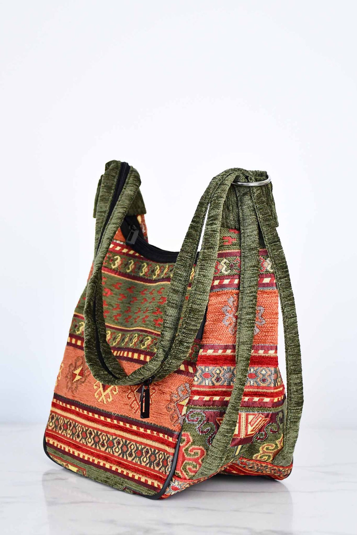 Turkish shoulder bag Aztec rusty green