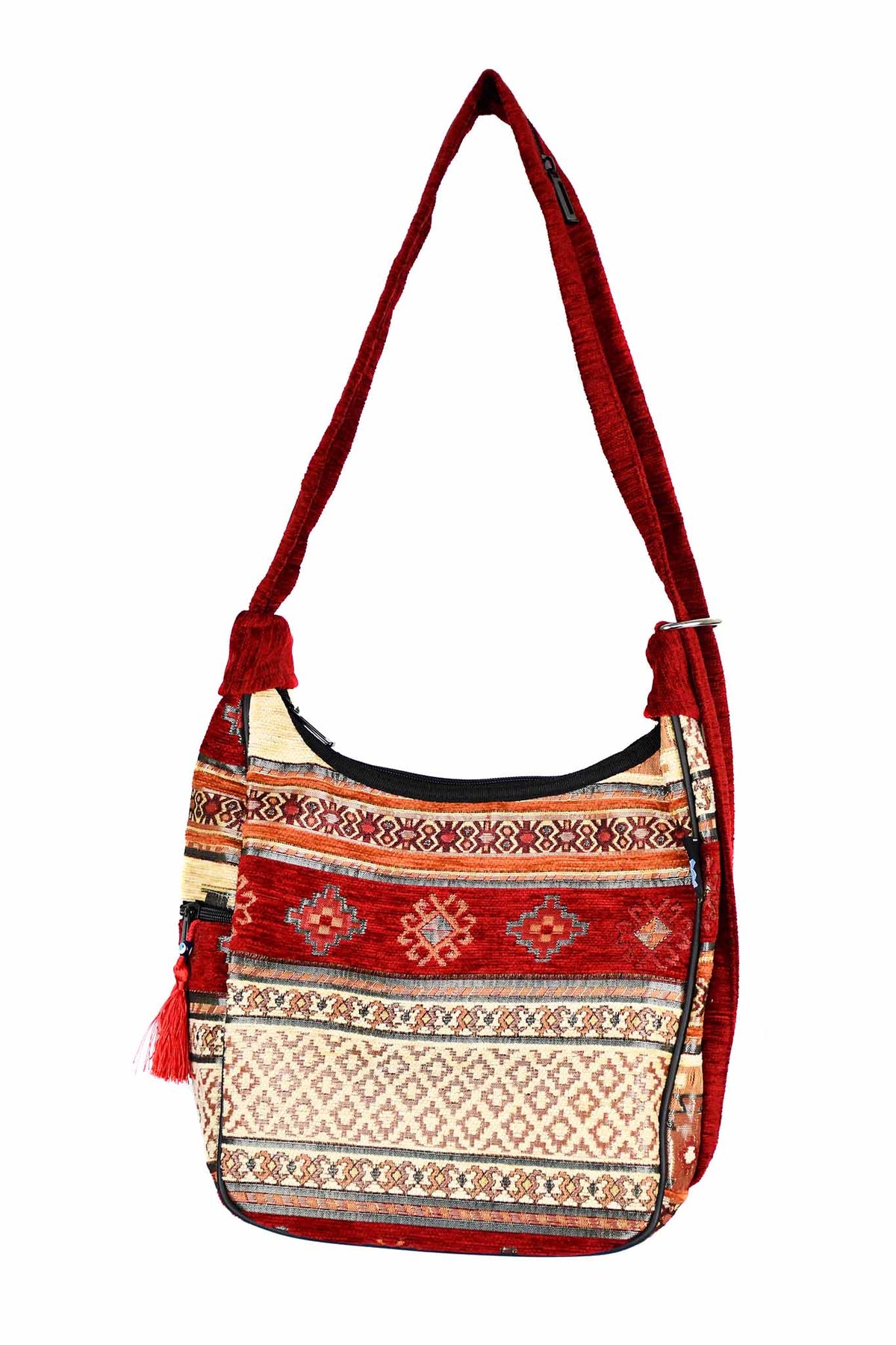 Turkish shoulder bag Aztec red beige