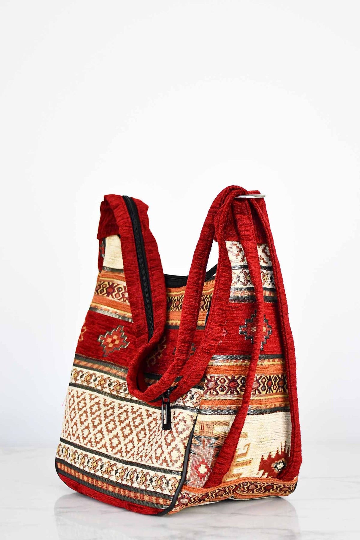 Turkish shoulder bag Aztec red beige