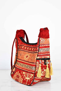 Turkish shoulder bag Aztec red rustic