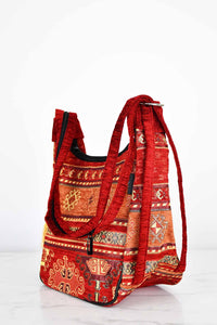 Turkish shoulder bag Aztec red rustic