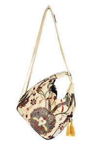 Turkish shoulder bag flower beige