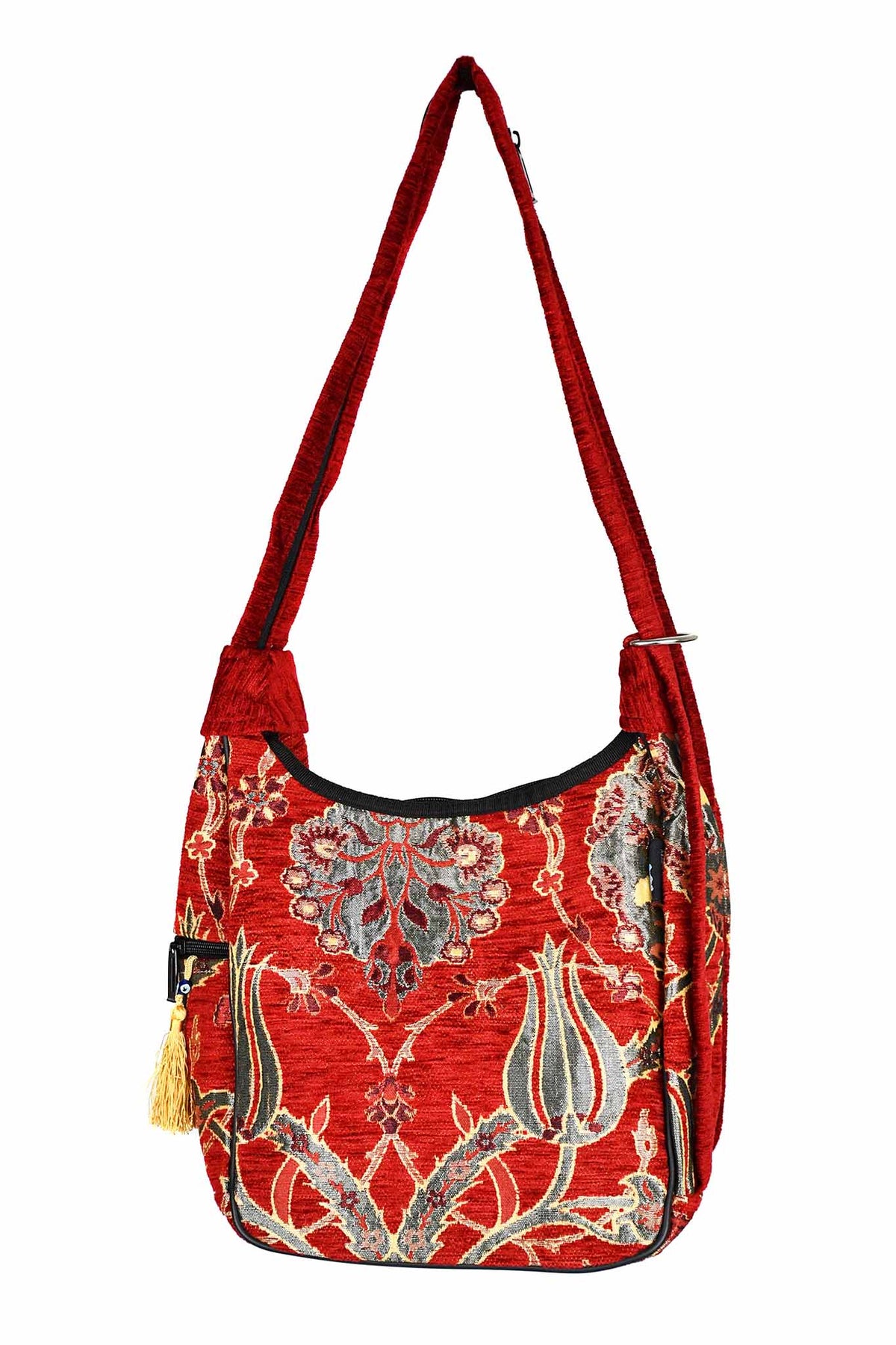 Turkish shoulder bag flower red