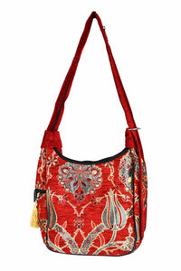 Turkish shoulder bag flower red