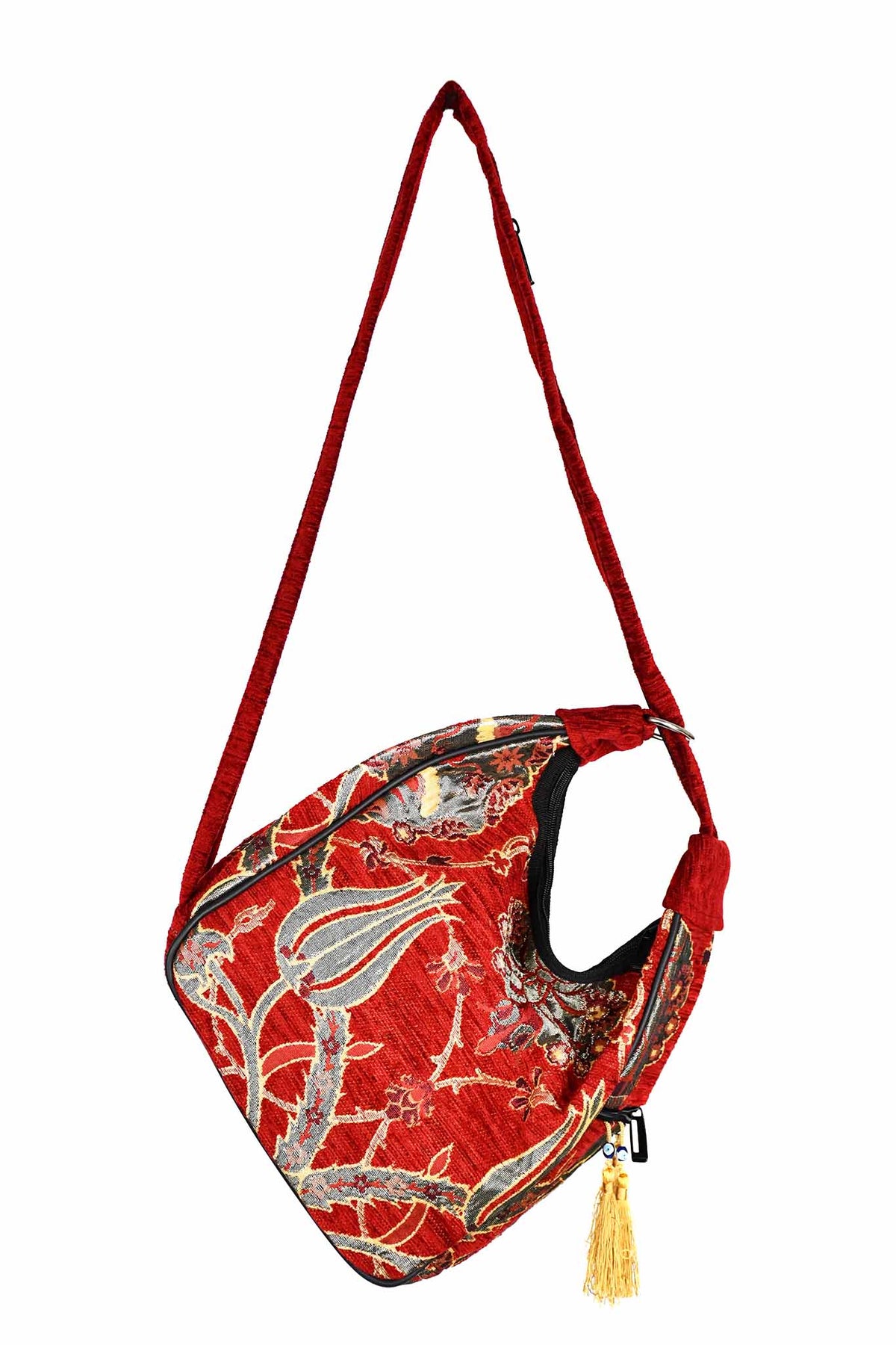 Turkish shoulder bag flower red