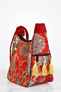 Turkish shoulder bag flower red