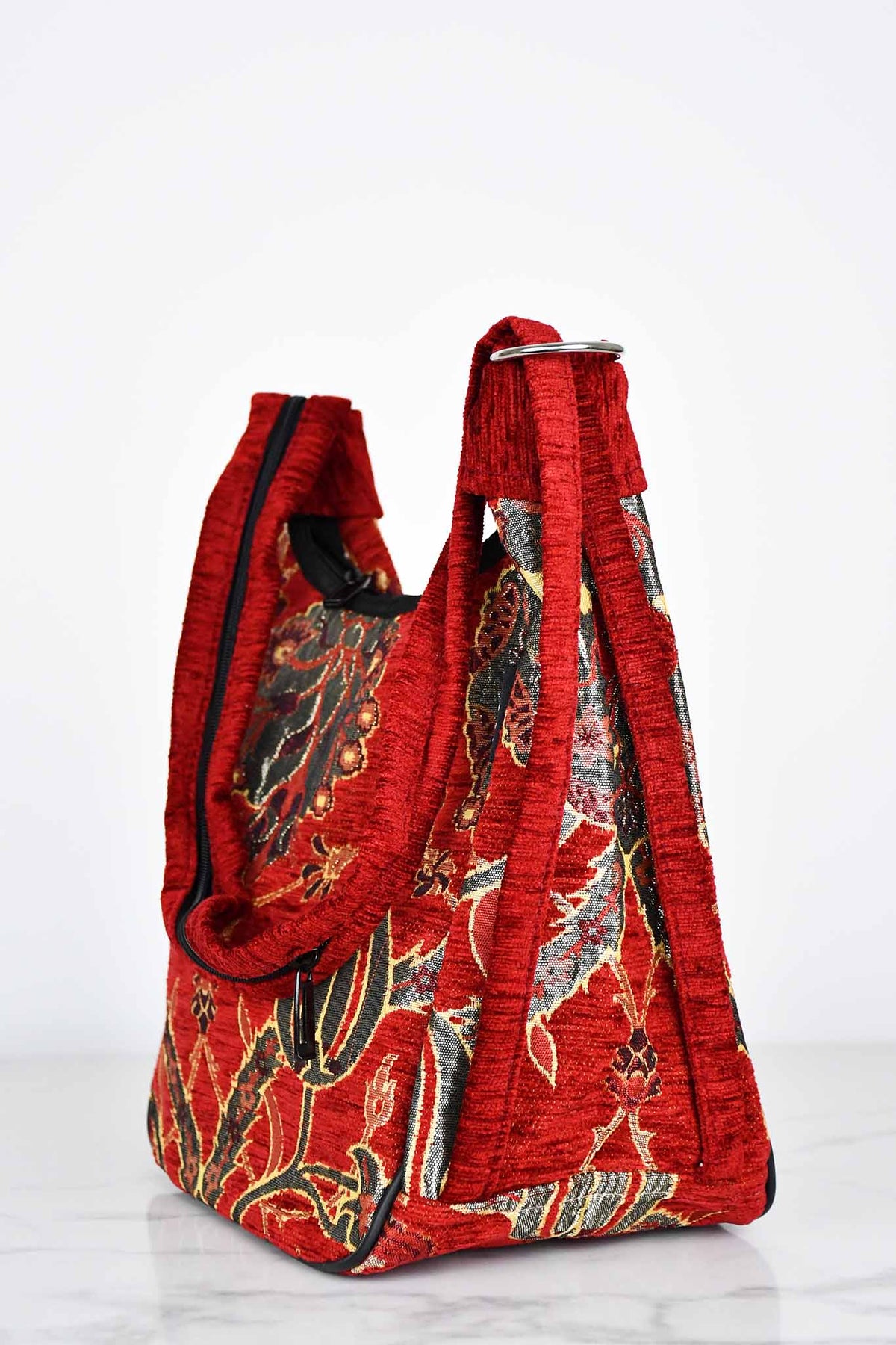 Turkish shoulder bag flower red