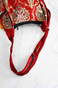 Turkish shoulder bag flower red