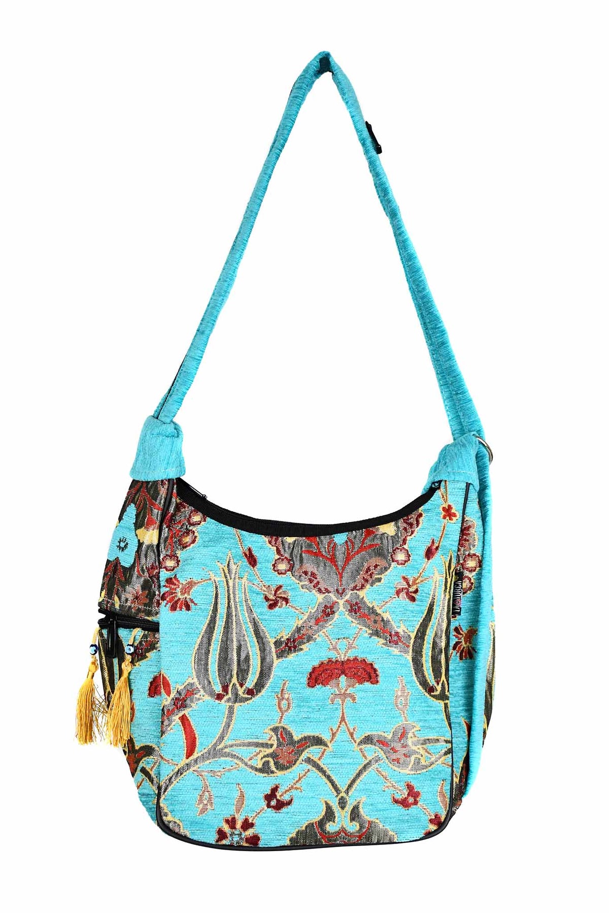 Turkish shoulder bag flower turquoise