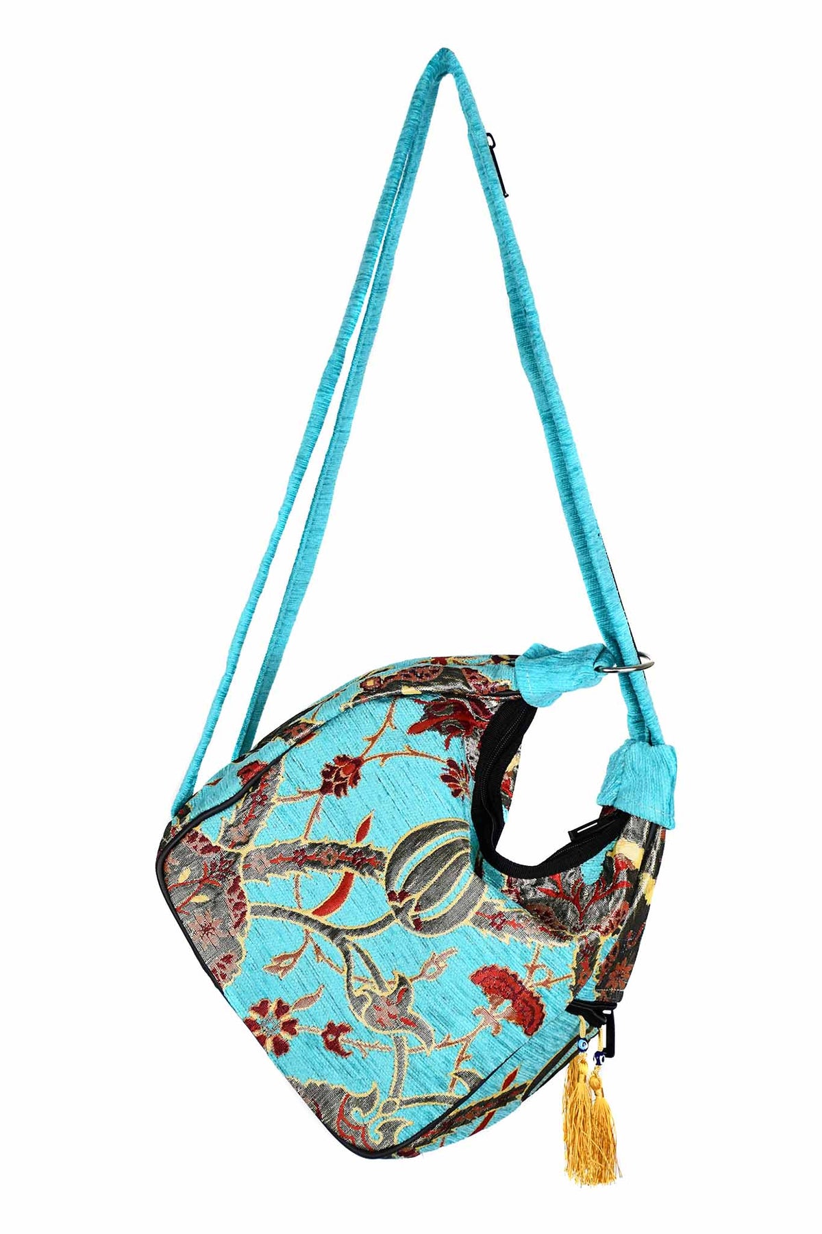 Turkish shoulder bag flower turquoise