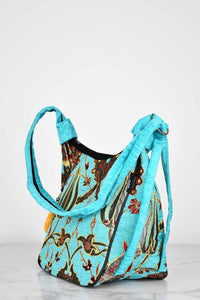 Turkish shoulder bag flower turquoise