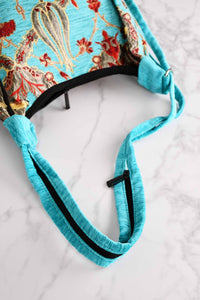 Turkish shoulder bag flower turquoise