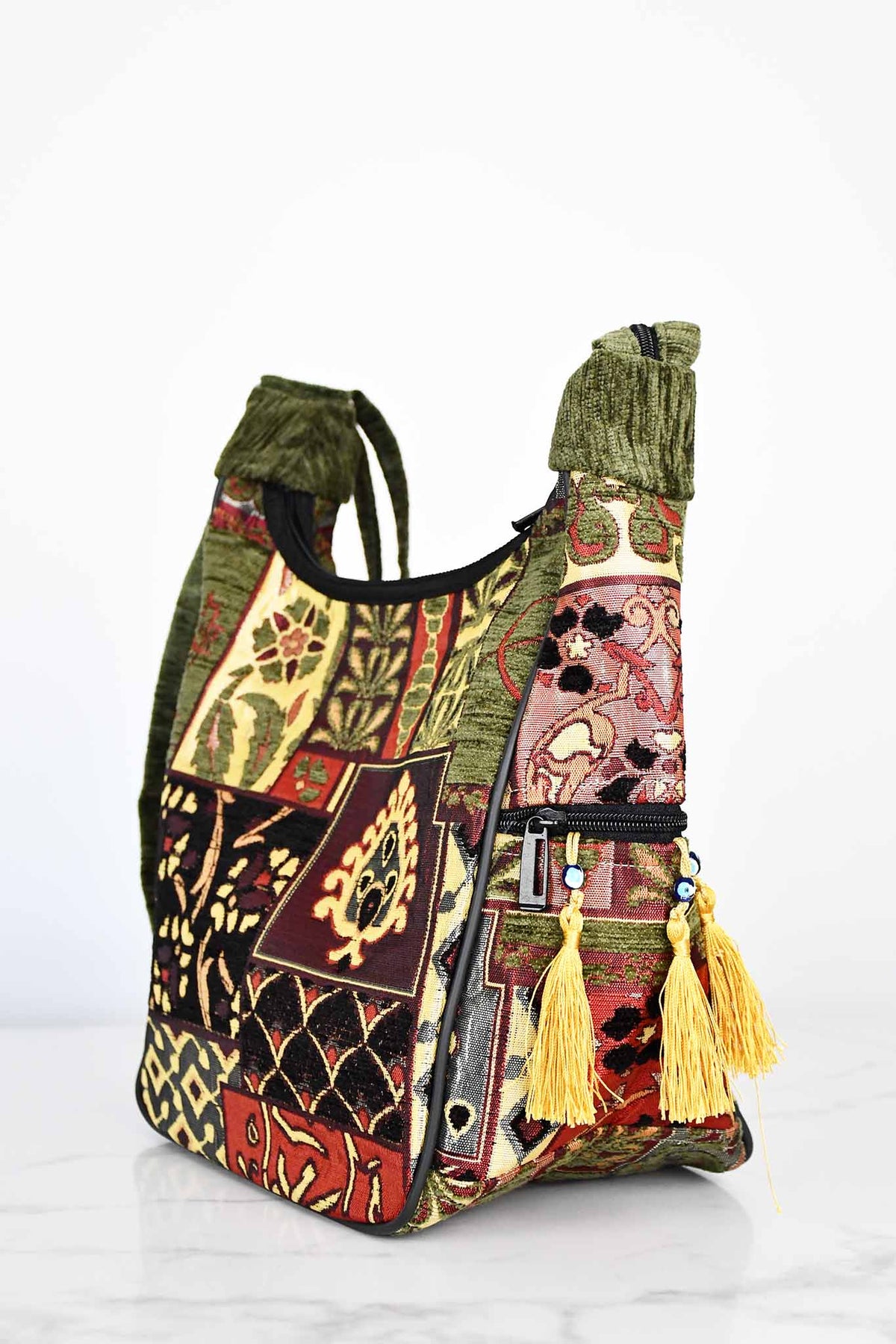 Turkish shoulder bag patchwork green