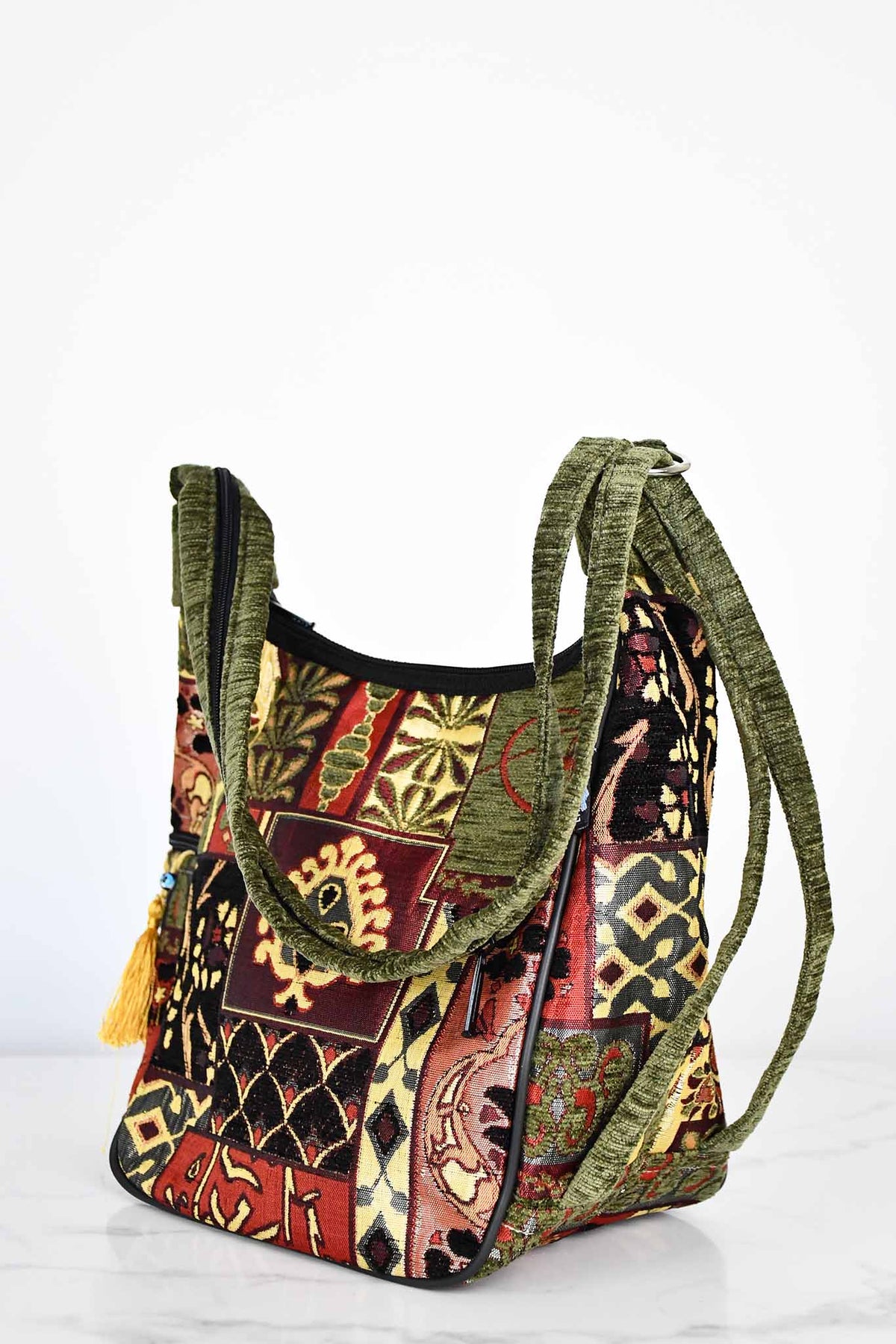 Turkish shoulder bag patchwork green