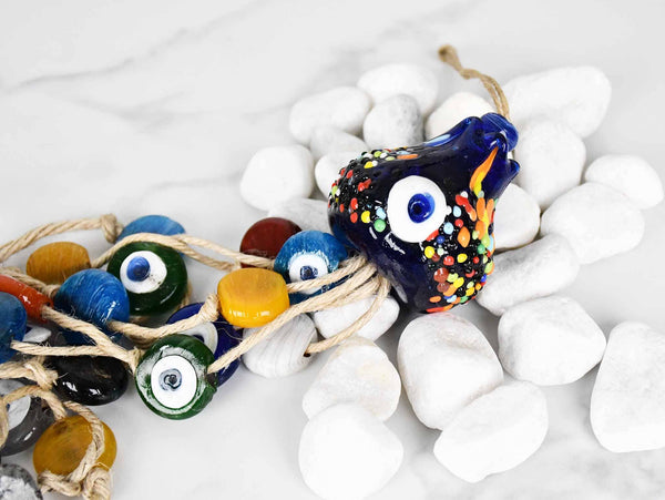 Evil Eye Wall Hanging Blue Pomegranate Colourful Beads Long Tassel Evil Eye Sydney Grand Bazaar 