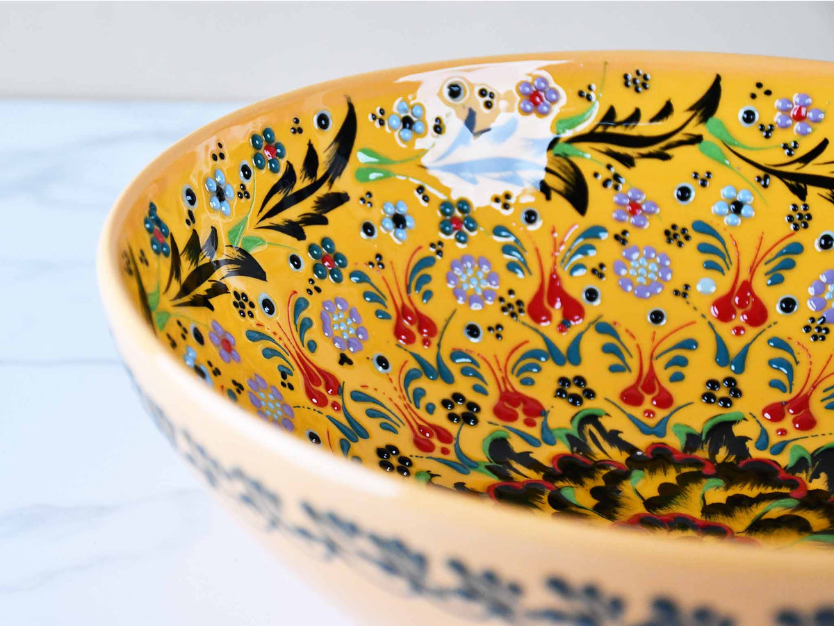 25 cm Turkish Bowl Dantel Collection Yellow Design 3 Ceramic Sydney Grand Bazaar 