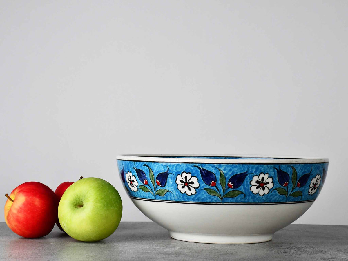 25 cm Turkish Ceramic Bowl Iznik Collection Flower Turquoise Ceramic Sydney Grand Bazaar 