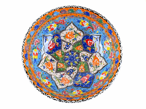 30 cm Turkish Bowl Flower Orange Blue Ceramic Sydney Grand Bazaar 