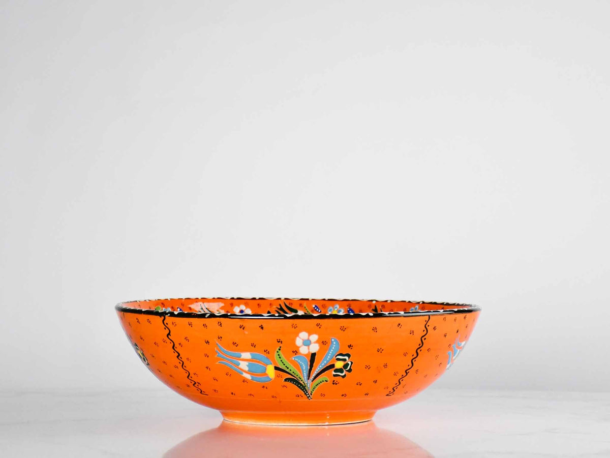 30 cm Turkish Bowl Flower Orange Design 2 Ceramic Sydney Grand Bazaar 