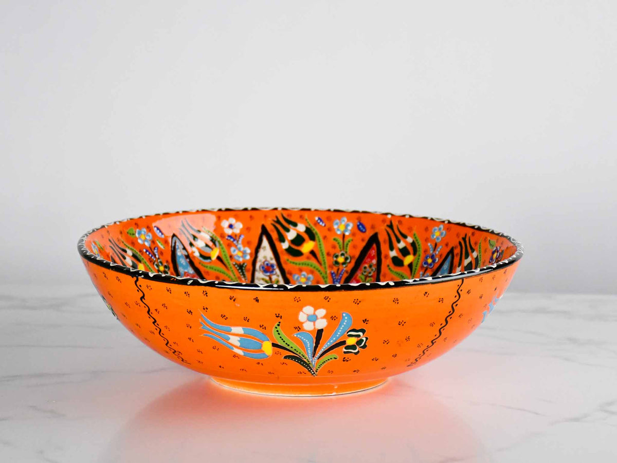 30 cm Turkish Bowl Flower Orange Design 2 Ceramic Sydney Grand Bazaar 