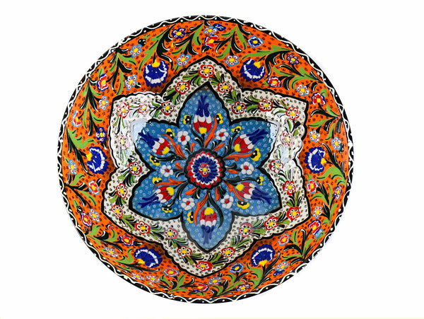 30 cm Turkish Bowl Flower Orange Design 4 Ceramic Sydney Grand Bazaar 