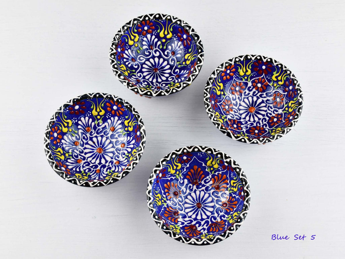 5 cm Turkish Bowls Dantel Nimet Set of 4 Ceramic Sydney Grand Bazaar Blue 5 