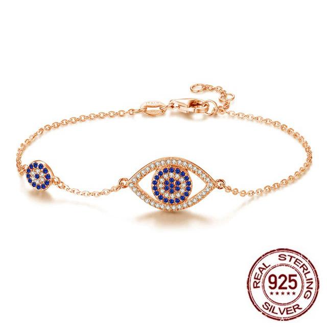 925 Double Evil Eye Silver Rose Gold Bracelet Evil Eye Sydney Grand Bazaar 