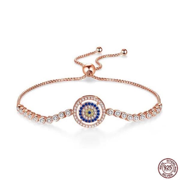 925 Evil Eye Sterling Rose Gold Round Bracelet Evil Eye Sydney Grand Bazaar 