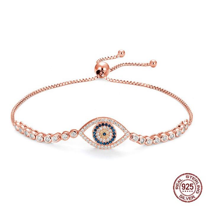 925 Evil Eye Sterling Silver Rose Gold Bracelet Evil Eye Sydney Grand Bazaar 