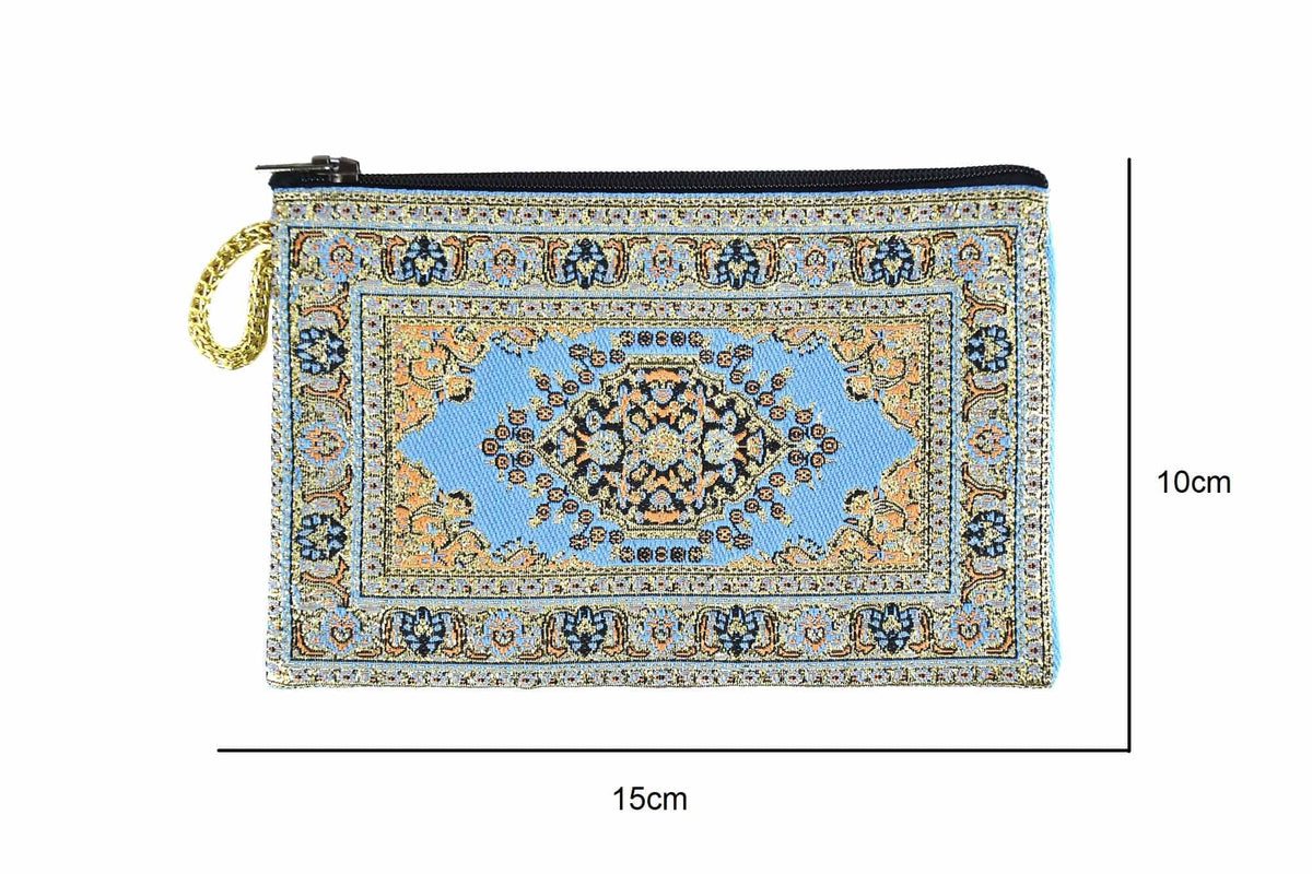 Coin Pouch Carpet Pattern Blue Gold Textile Sydney Grand Bazaar 