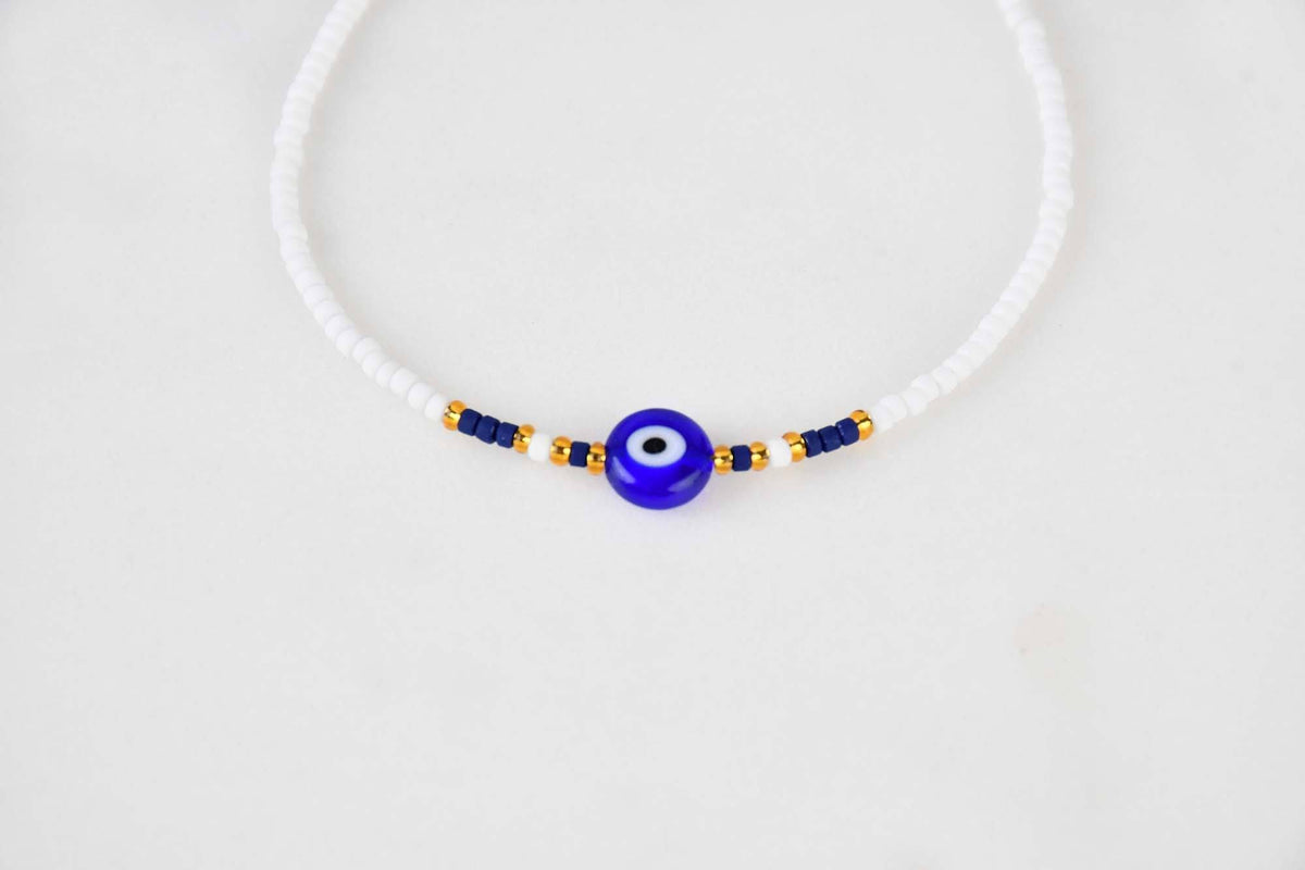 Evil Eye Bracelet Ceramic Beads White Evil Eye Sydney Grand Bazaar 