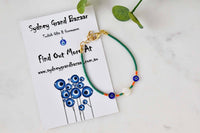 Evil Eye Double Bracelet Ceramic Beads Green Evil Eye Sydney Grand Bazaar 