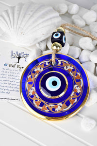 Evil Eye Double Glass Gold Printed Wall Hanging Evil Eye Sydney Grand Bazaar Design 2 