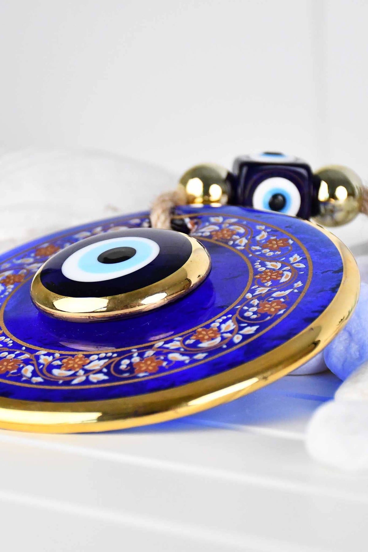 Evil Eye Double Glass Gold Printed Wall Hanging Evil Eye Sydney Grand Bazaar 