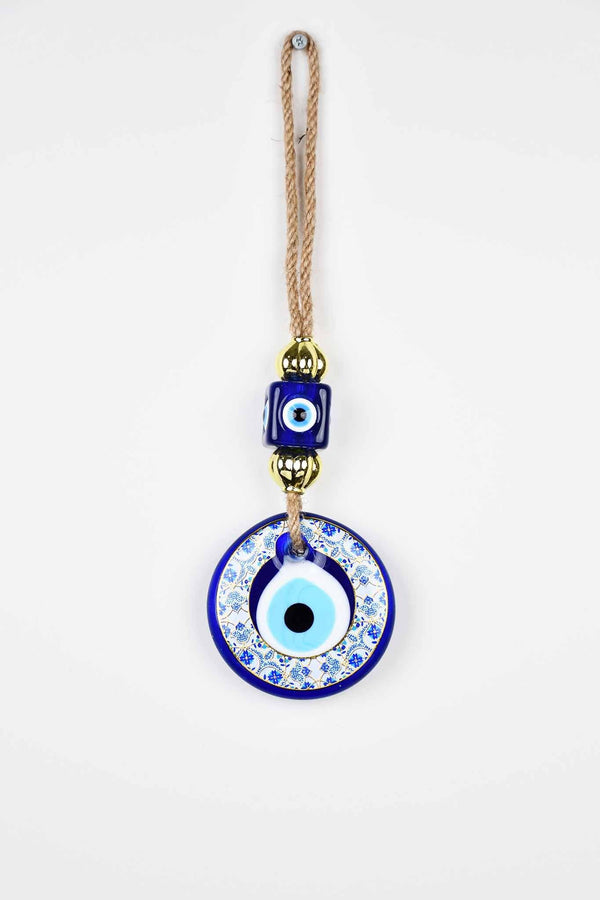 Evil Eye Glass Beads Blue Printed Wall Hanging Evil Eye Sydney Grand Bazaar 7.5 CM 