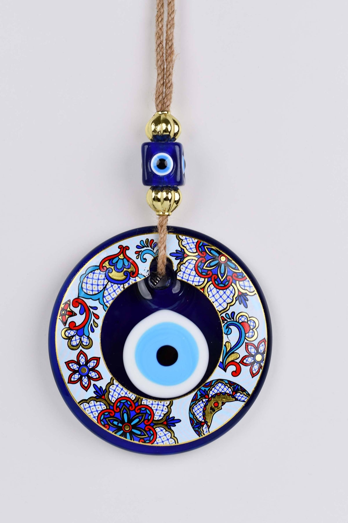 Evil Eye Glass Beads Multicoloured Tile Printed Wall Hanging 3 Evil Eye Sydney Grand Bazaar 