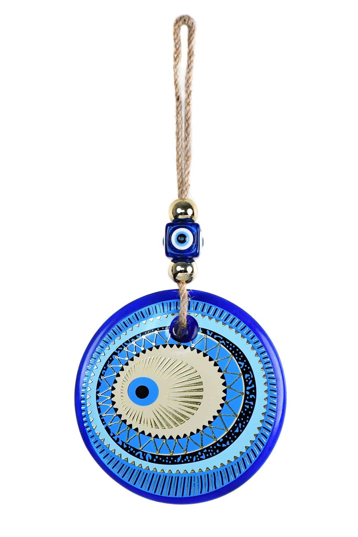 Evil Eye Glass Turquoise Gold Printed Wall Hanging Design 3 Evil Eye Sydney Grand Bazaar 