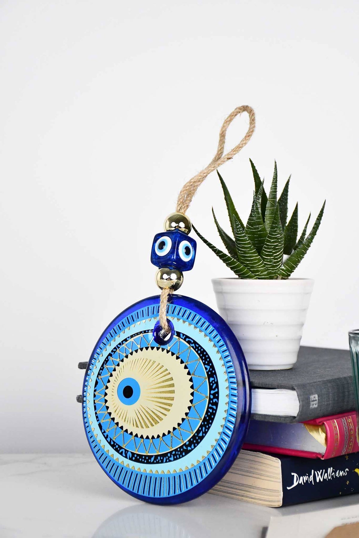 Evil Eye Glass Turquoise Gold Printed Wall Hanging Design 3 Evil Eye Sydney Grand Bazaar 