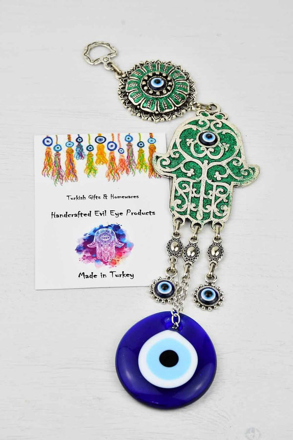 Evil Eye Hamsa Hand Ornament Green Medium Evil Eye Sydney Grand Bazaar 