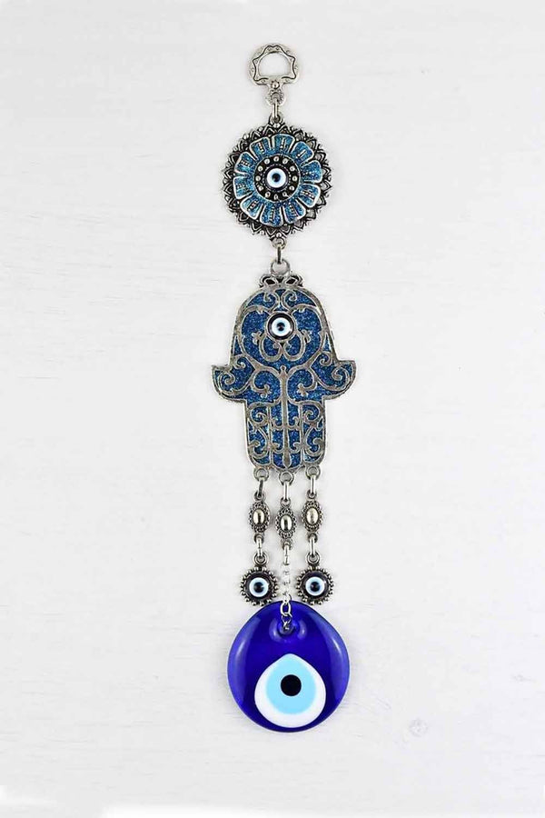 Evil Eye Hamsa Hand Ornament Metallic Blue Medium Evil Eye Sydney Grand Bazaar 