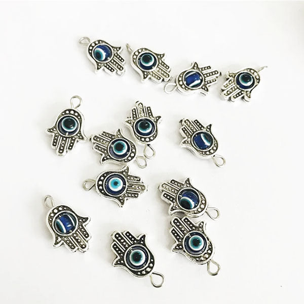 Evil Eye Hamsa Hand Pendant Charm Silver Colour Evil Eye Sydney Grand Bazaar 